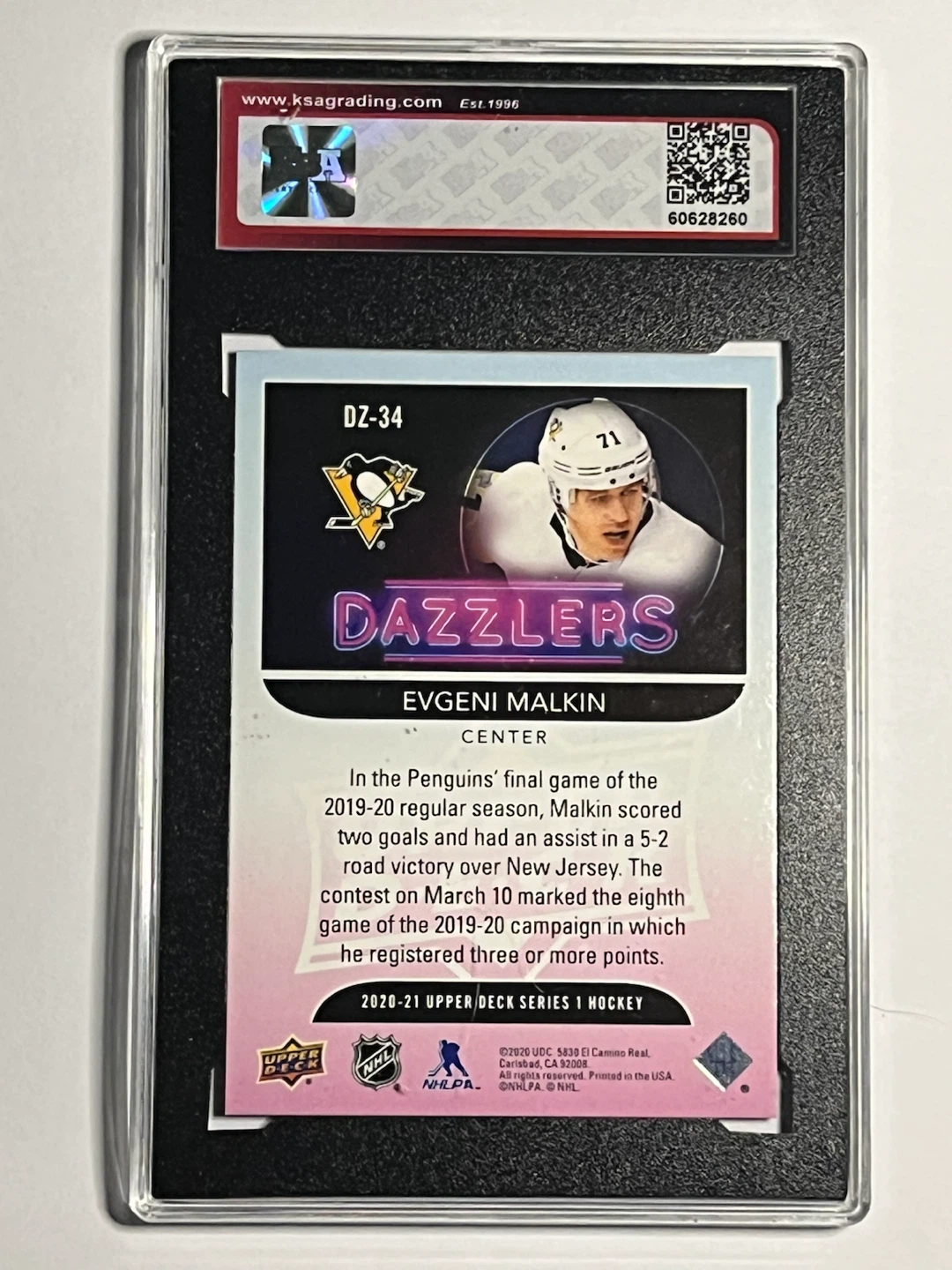 2020-21 Upper Deck Evgeni Malkin UD Dazzlers #DZ-34 Gem Mint 10 - photo 2