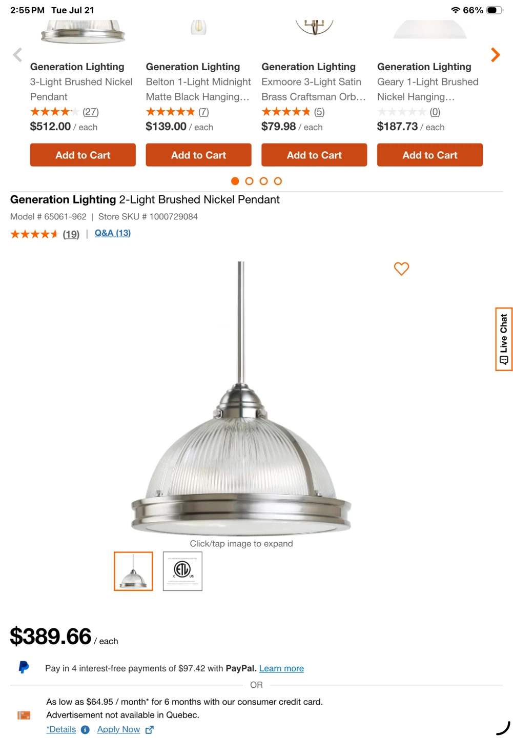 Generation Lighting 2-Light Brushed Nickel Pendant - photo 2