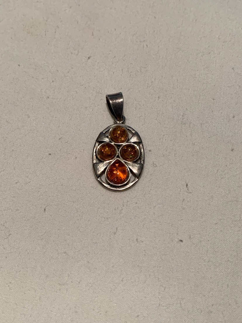 Silver Amber Pendant