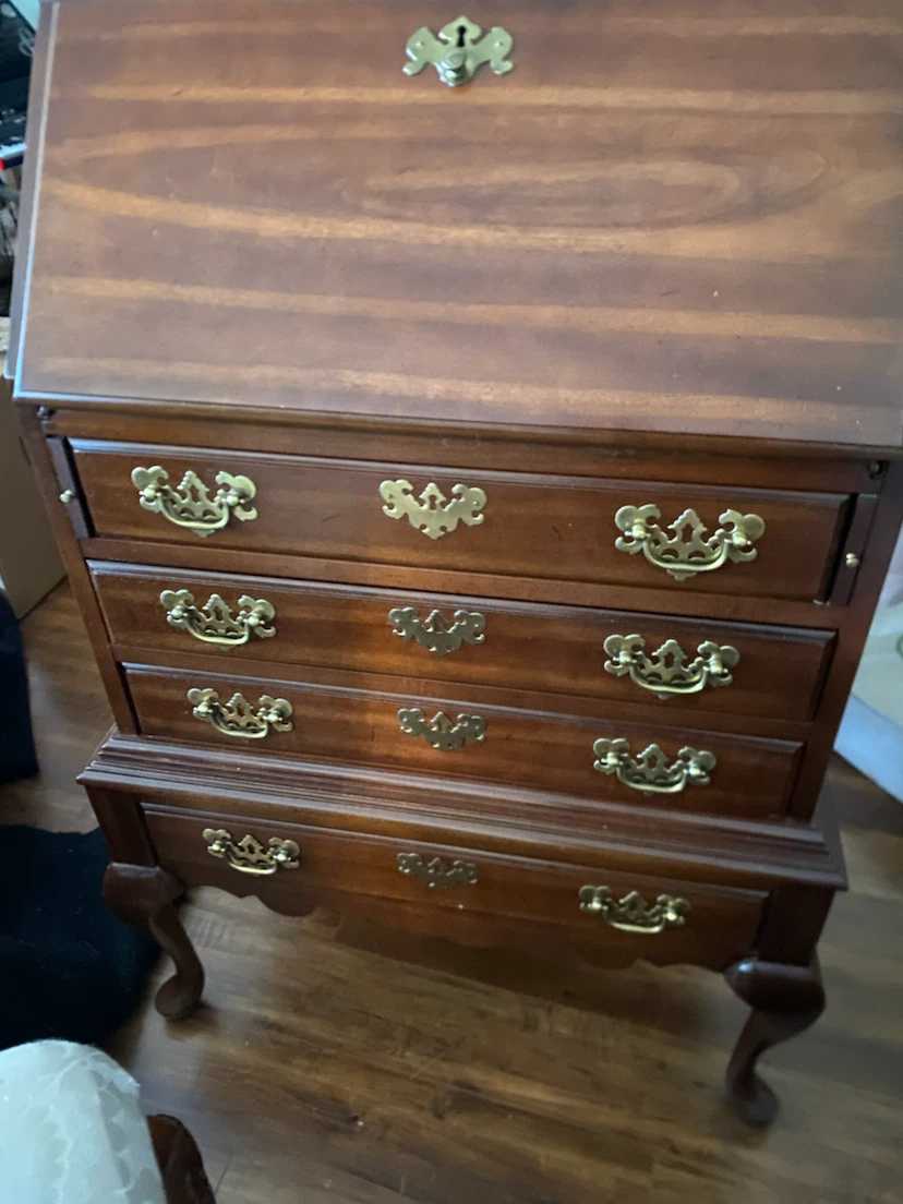 Vintage Wooden Secretary Desk with Drawers