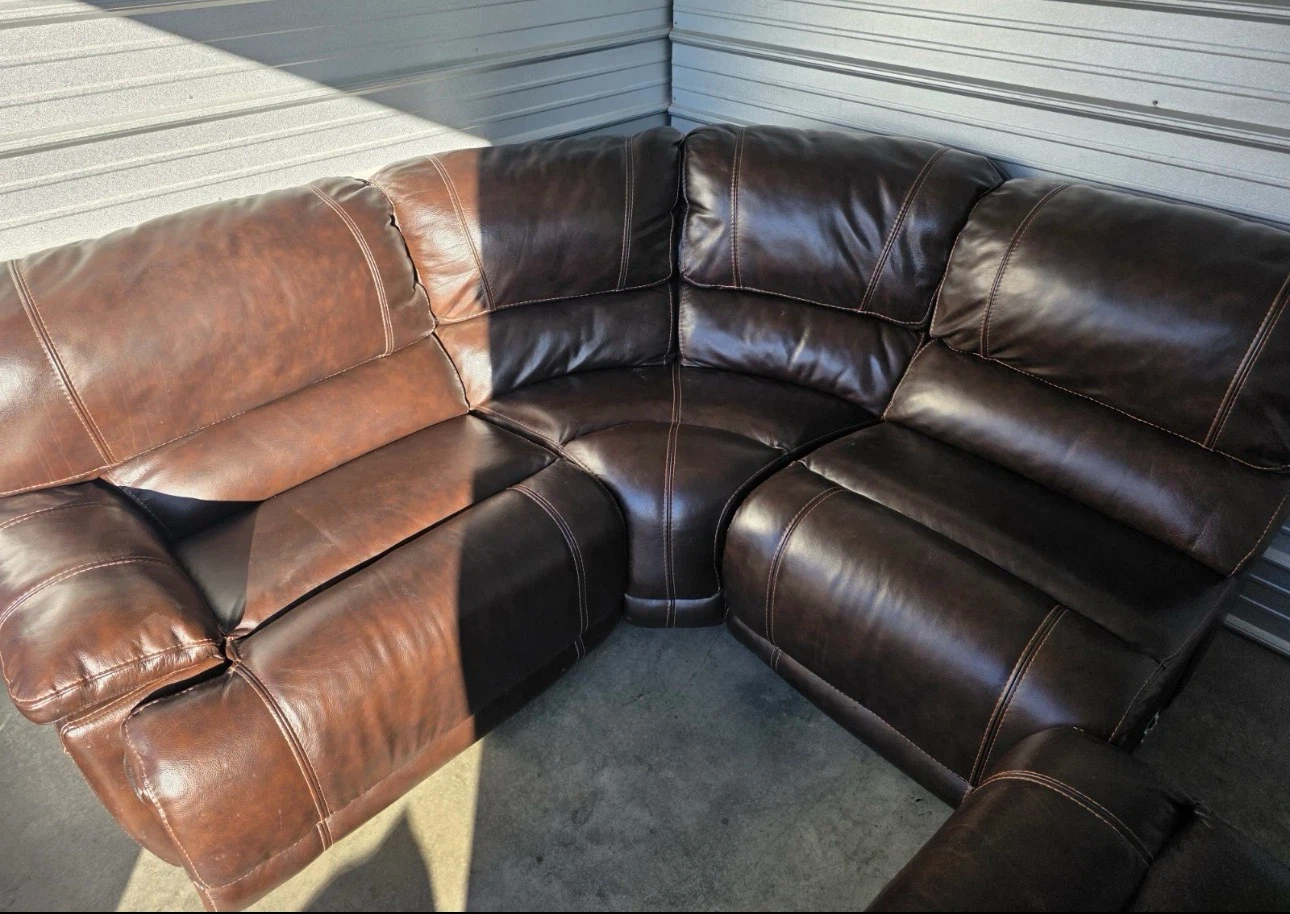Brown Leather Sectional Recliner Sofa