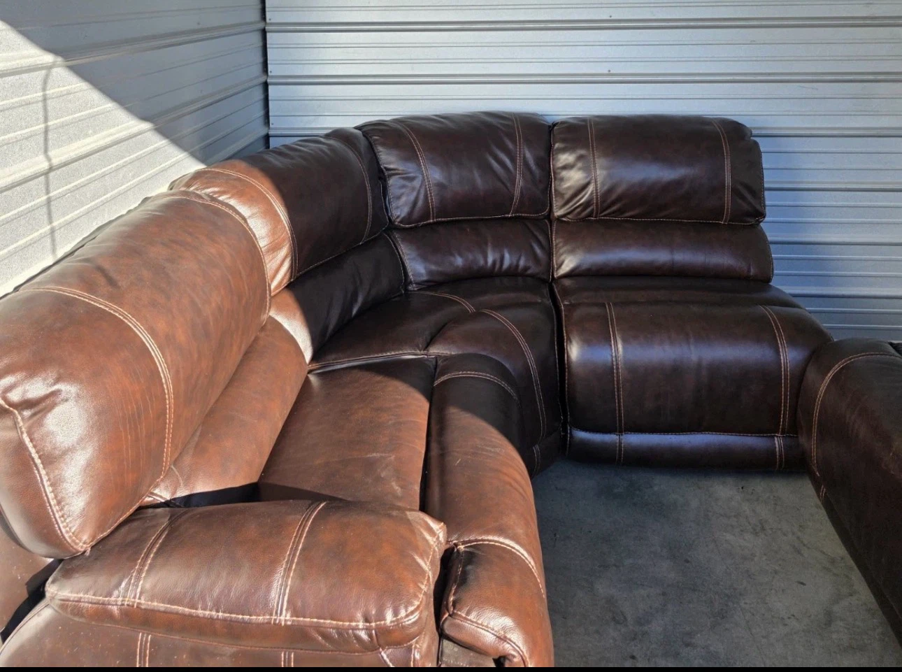 Brown Leather Sectional Recliner Sofa - photo 2