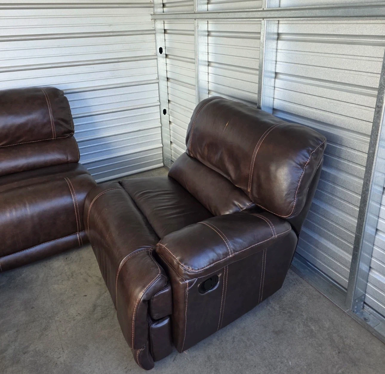 Brown Leather Sectional Recliner Sofa - photo 4