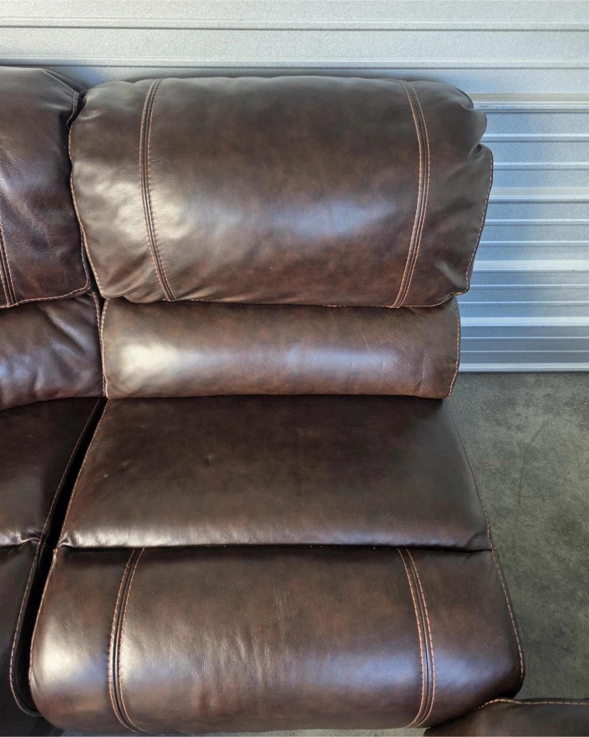 Brown Leather Sectional Recliner Sofa - photo 5