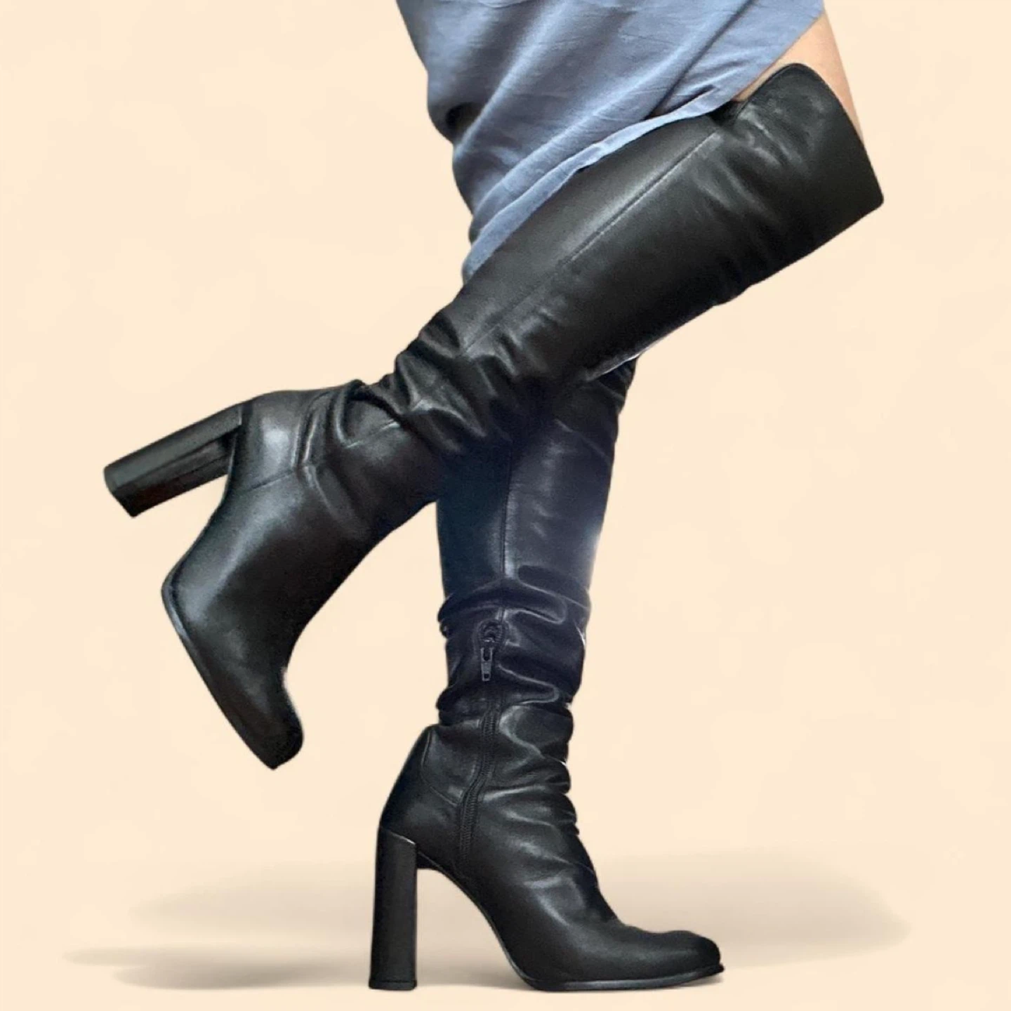Stuart Weitzman Black Leather Over-the-Knee Boots Size 7M - photo 2