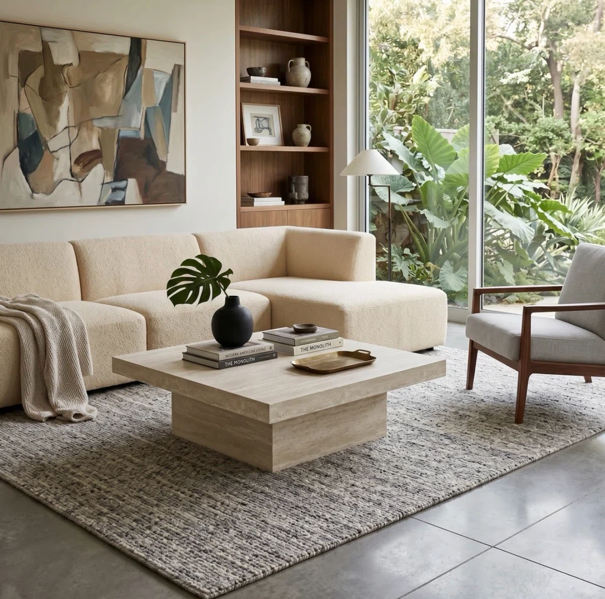 Travertine-look Coffee Table - photo 2