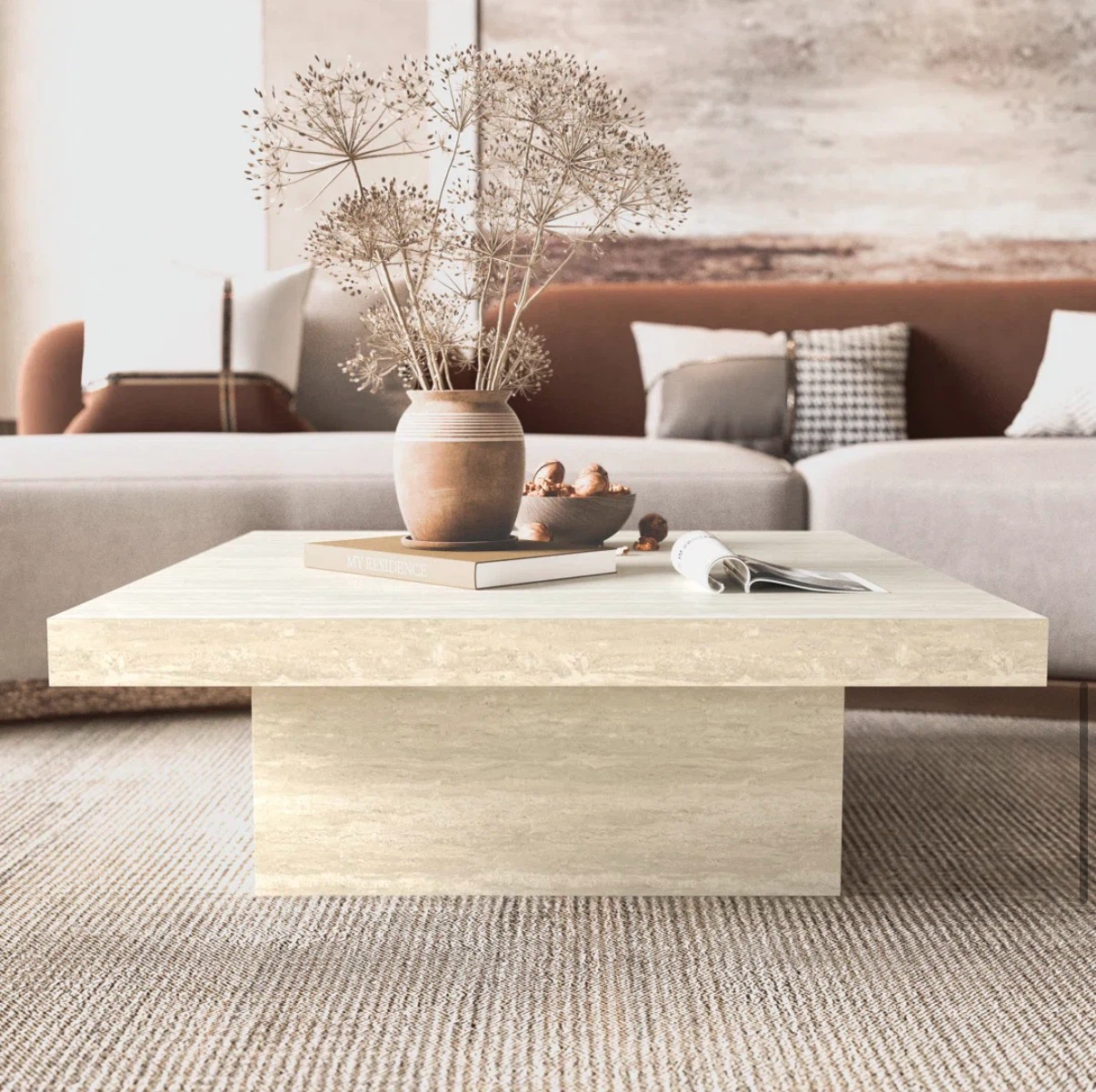 Travertine-look Coffee Table - photo 4