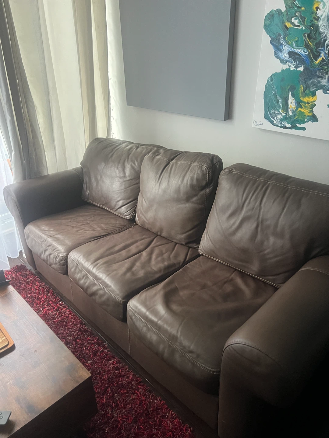 Brown leather 3 seater couch from Decorium - photo 2