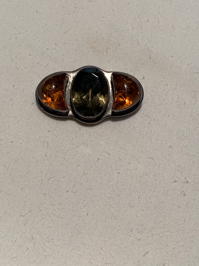 Silver and Amber Brooch