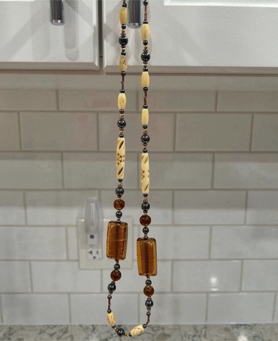 Amber and Brown Toned Beaded Necklace