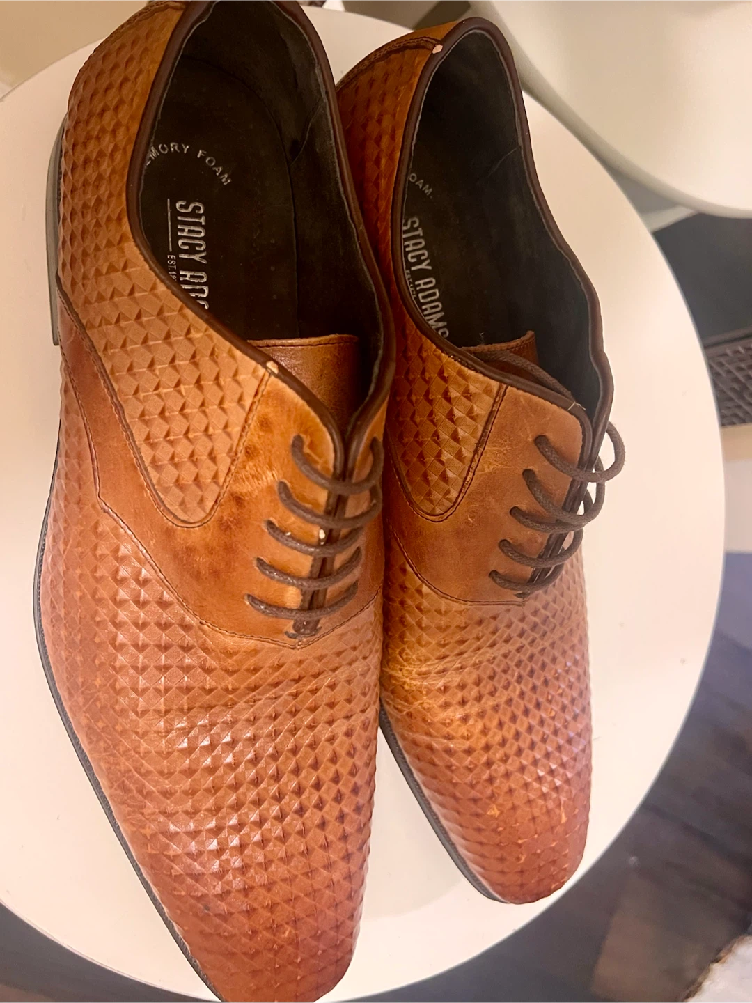 Stacy Adams Men's Brown Diamond Pattern Oxford Dress Shoes - photo 2