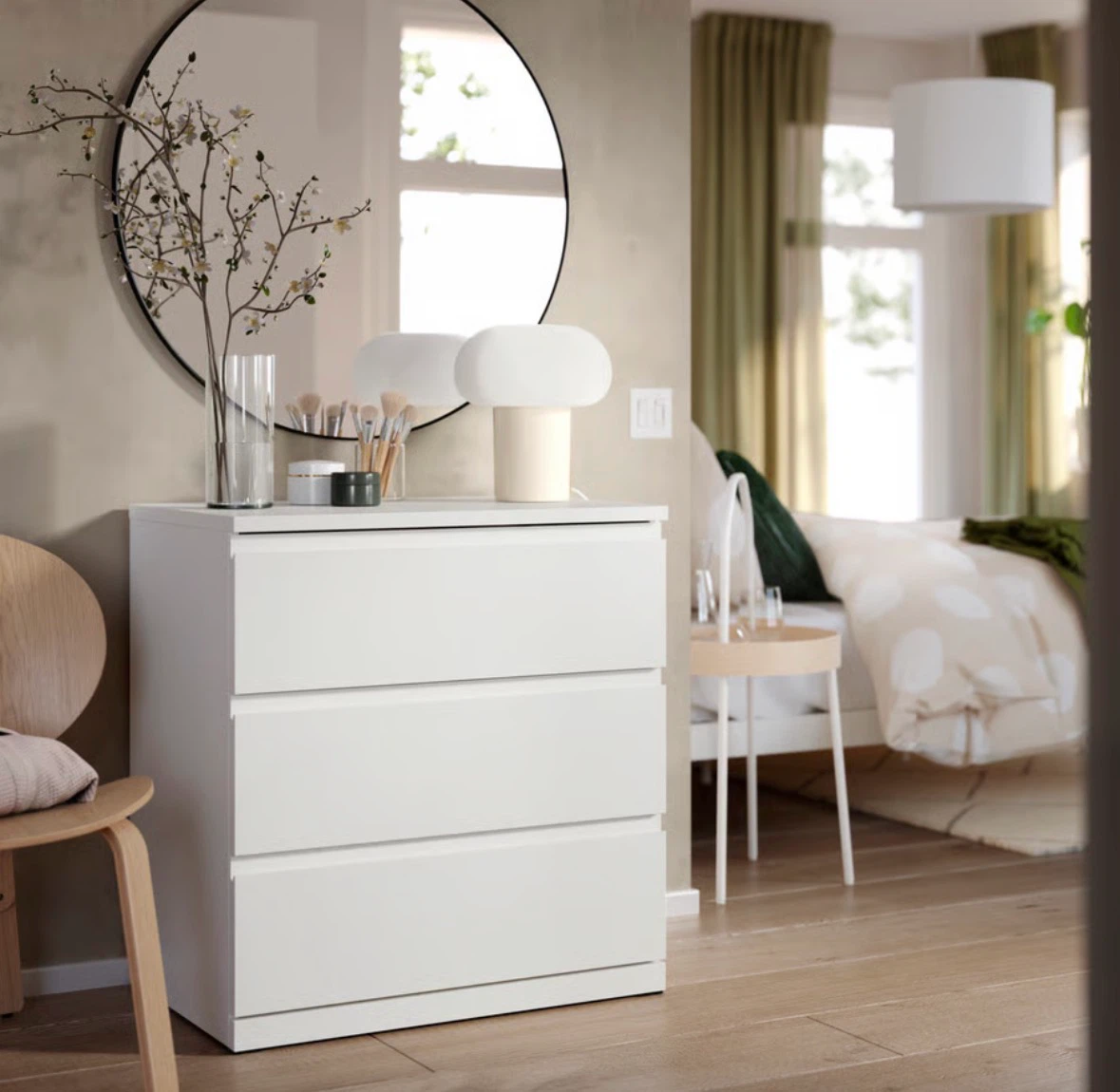 STORKLINTA 3-drawer dresser, white/anchor/unlock function,