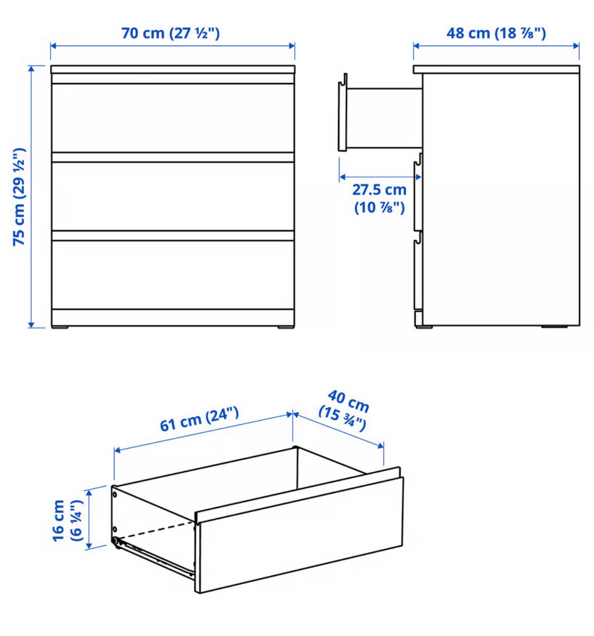 STORKLINTA 3-drawer dresser, white/anchor/unlock function, - photo 4