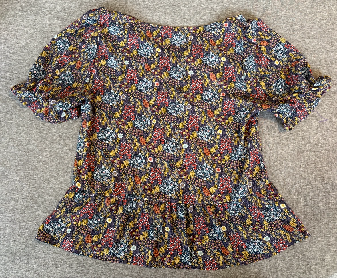 Anthropologie Pleione Ditsy Floral Ruched Peplum Blouse XL - photo 2