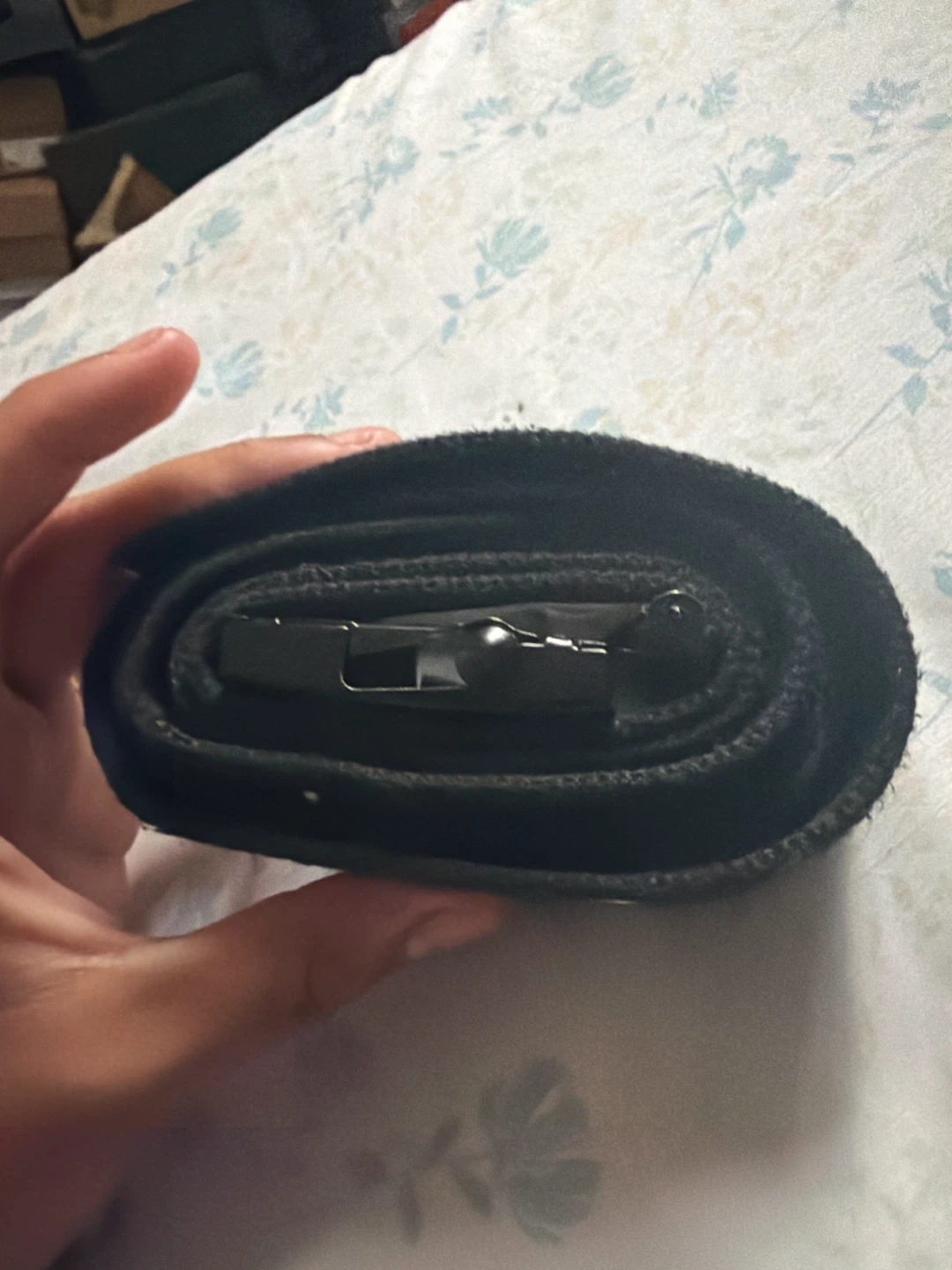 Black Fabric Belt with Gothic Lettering - photo 2