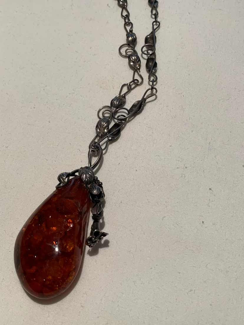 Amber Teardrop Pendant Necklace - photo 4