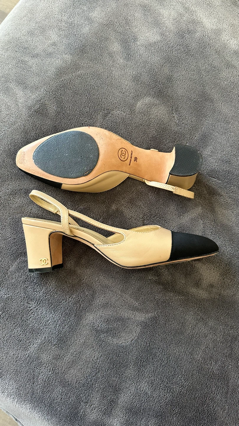Chanel Two-Tone Slingback Heels Size 39