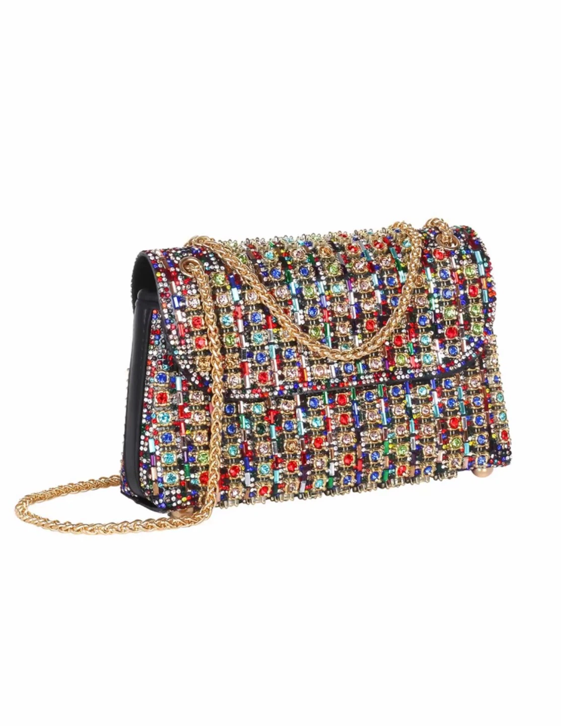 Sparkly Tweed Chain Shoulder Bag