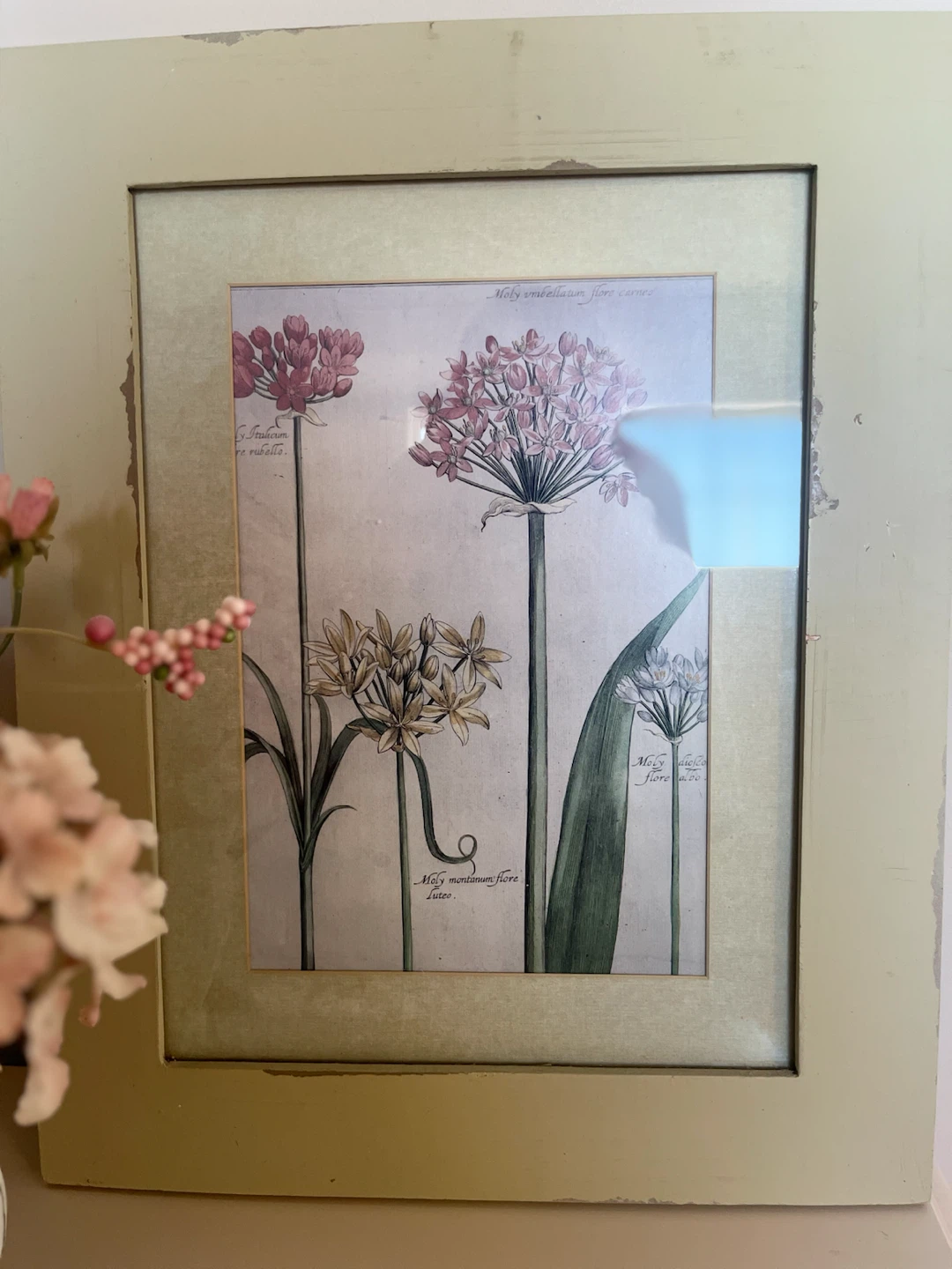 Framed Botanical Print and Artificial Flowers - photo 4