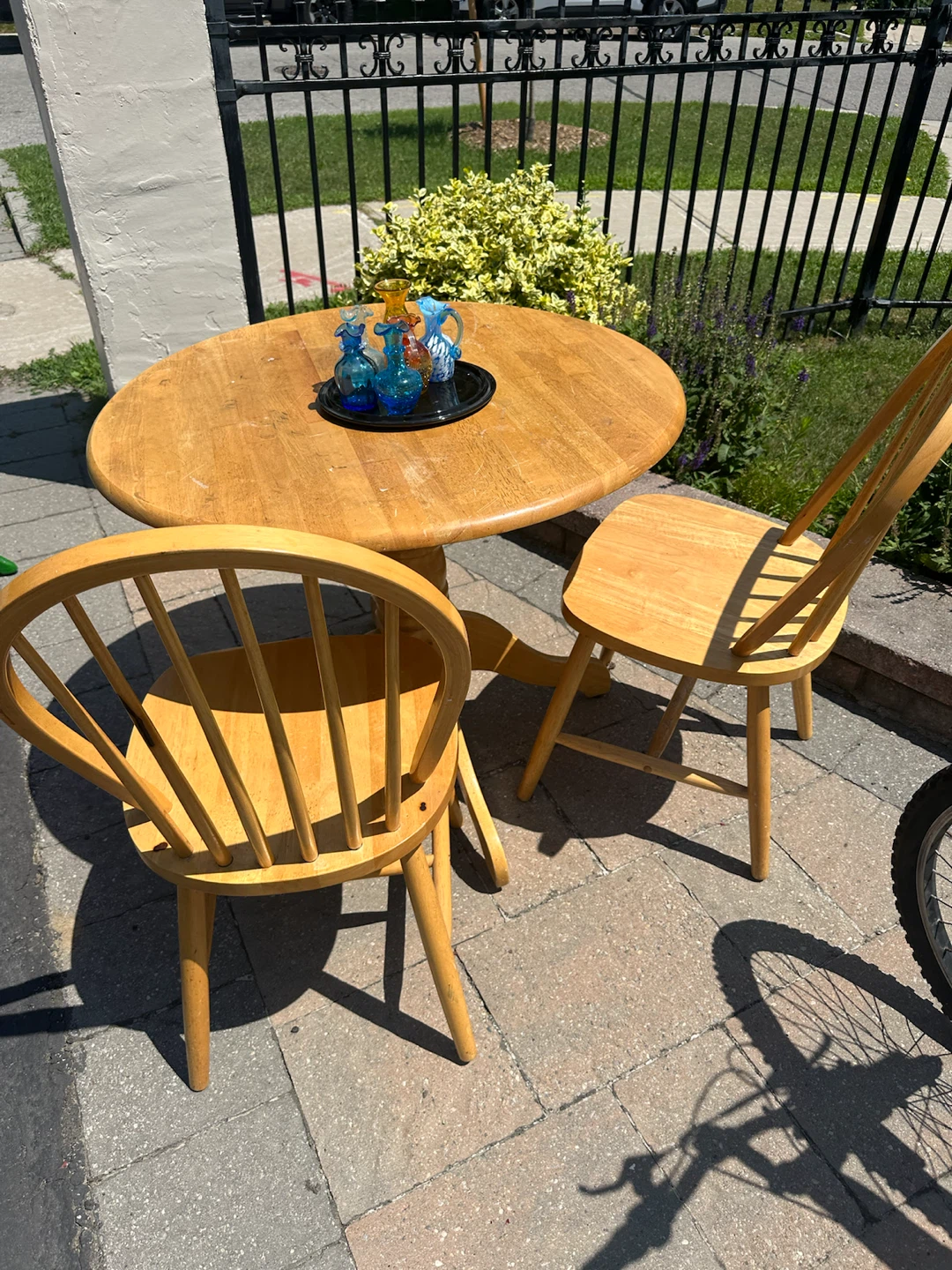 Wooden Round Dining Table with 2 Chairs