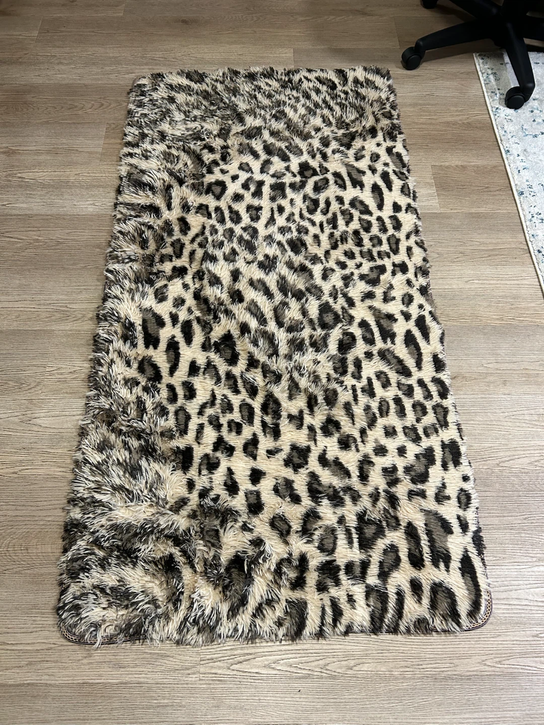 Leopard Print Faux Fur Rug 32” × 64”