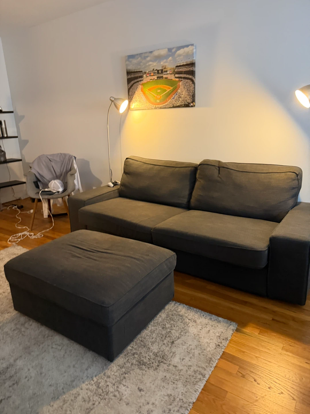 IKEA KIVIK Gray Sofa with Ottoman