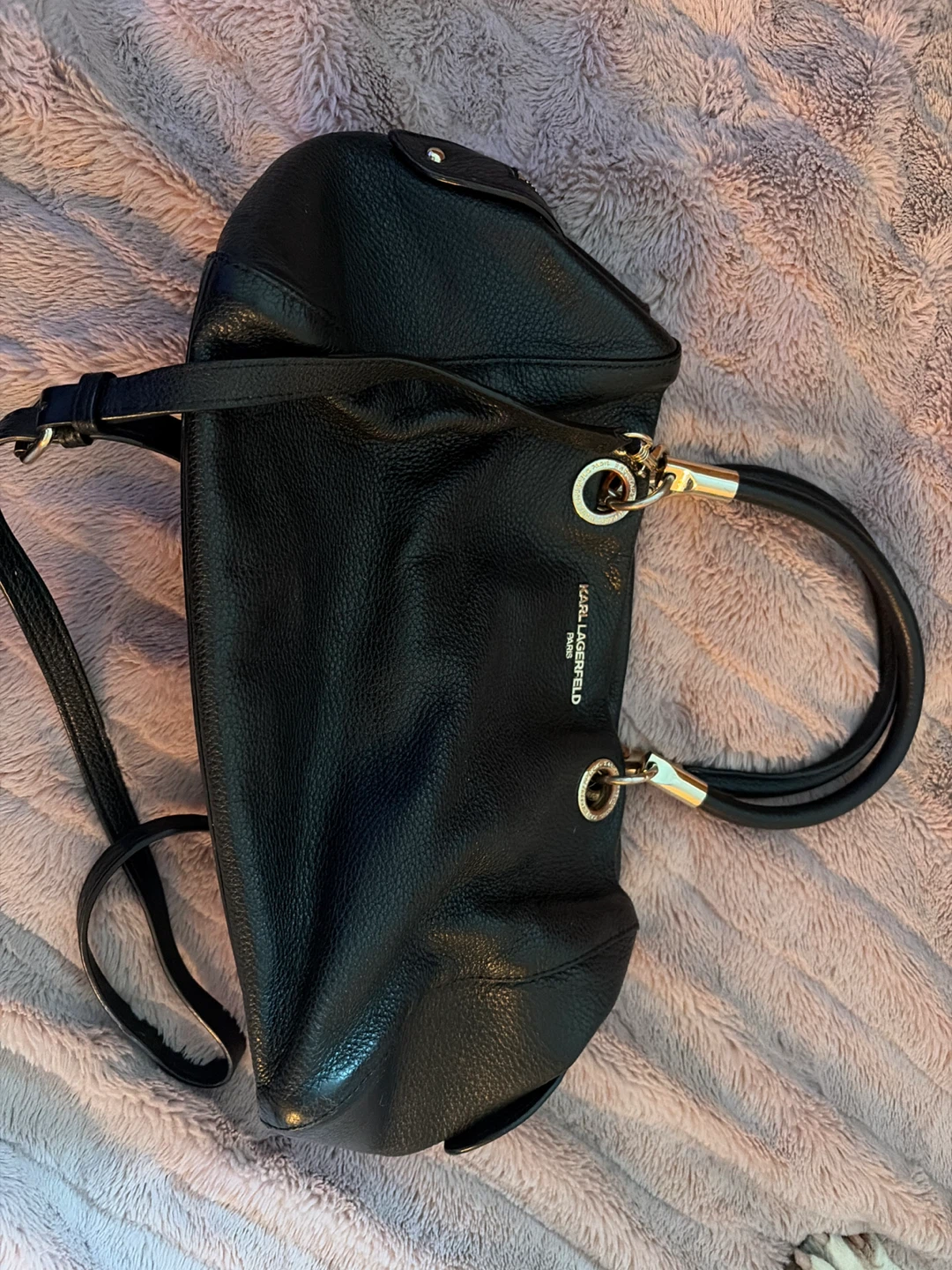 Vintage Karl Lagerfeld Black Leather Handbag