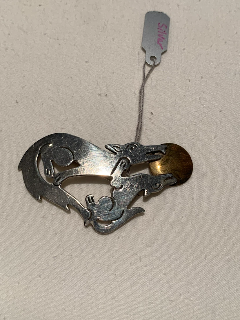 Sterling Silver Mexican Fox Brooch