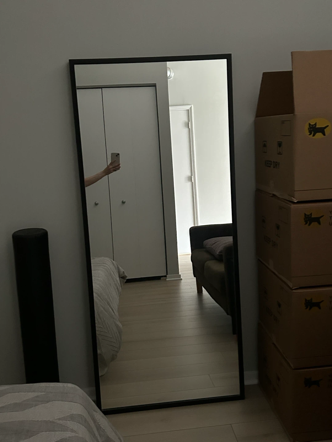 Tall Ikea Mirror with Dark Wood Frame - photo 2