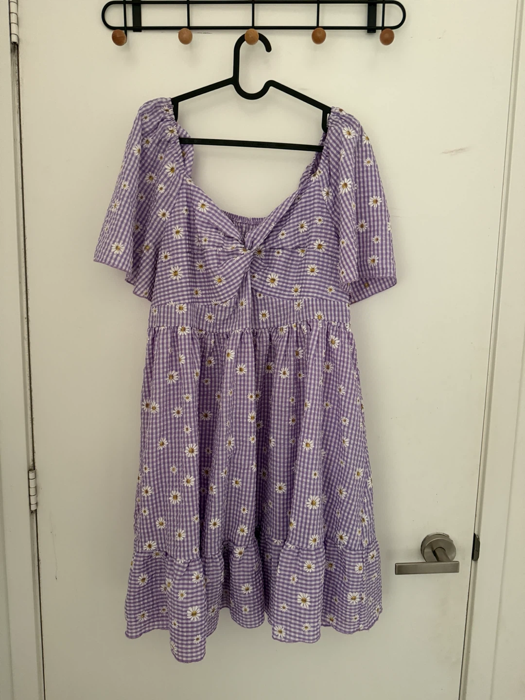 Purple Gingham Daisy Dress - SHEIN
