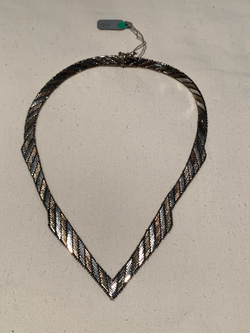 V-Neck Woven Multi-Tone Necklace