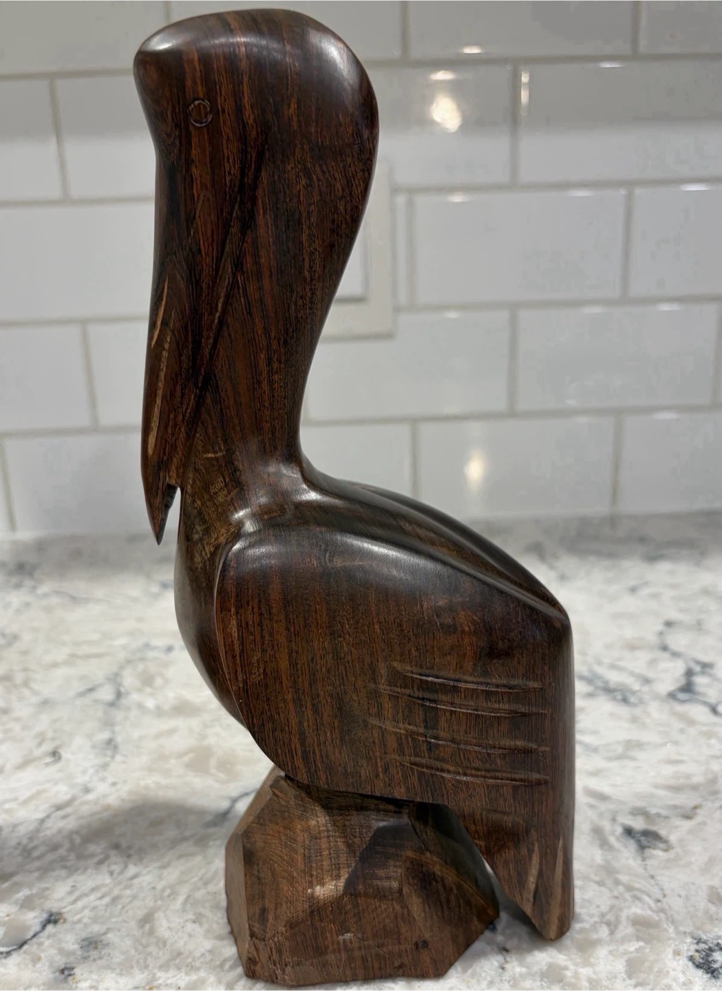 Vintage Hand-Carved Wooden Pelican/Bird Sculpture Folk Art Décor - photo 2
