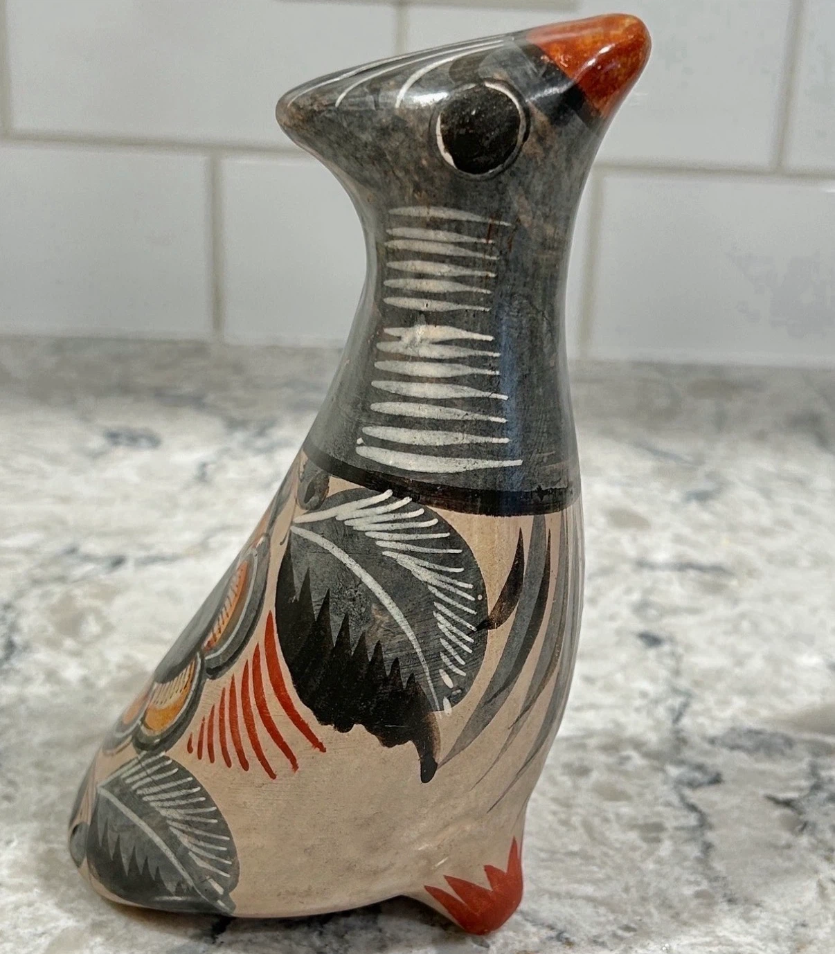 Vintage Tonala Mexican Bird Figurine – Hand Painted Folk Art
