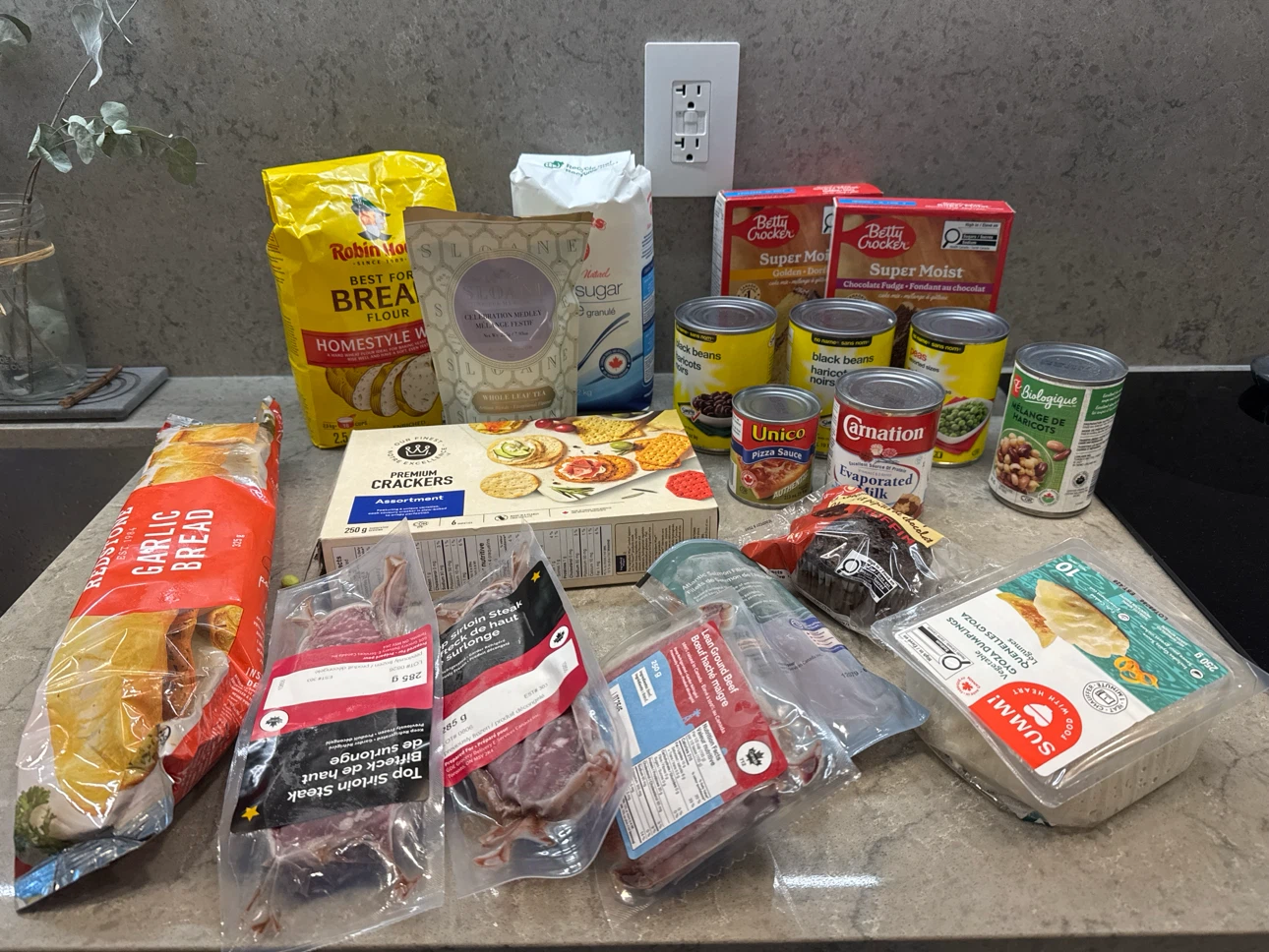 Assorted Groceries: Canned Goods, Meat and More