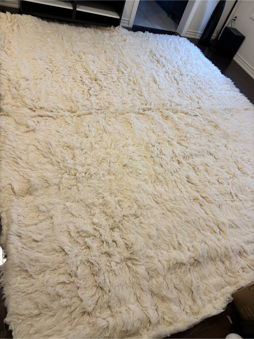 Cream Shaggy Area Rug-9Ft by 12Ft
