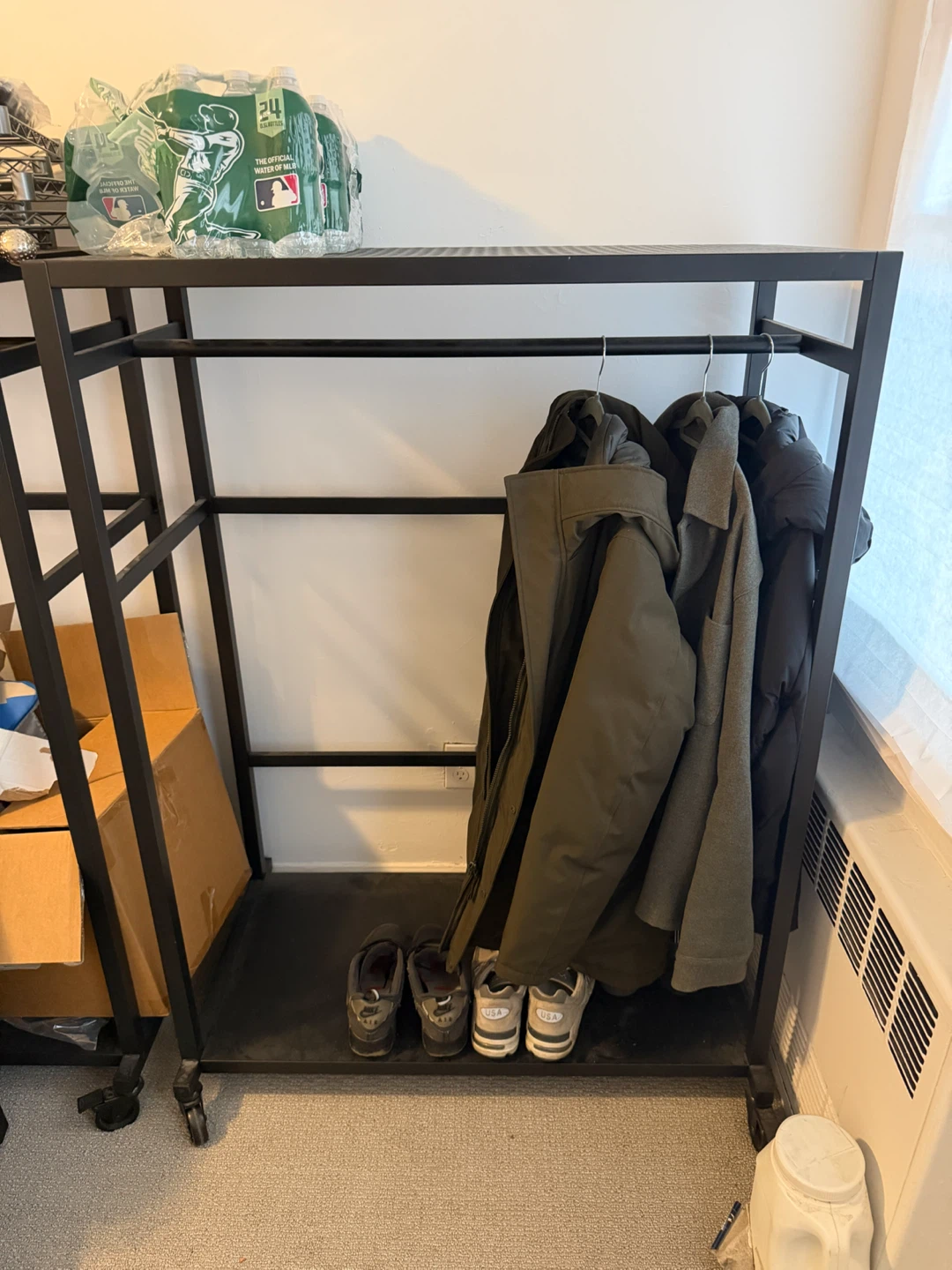 Black Metal Garment Rack with Shelving - photo 2
