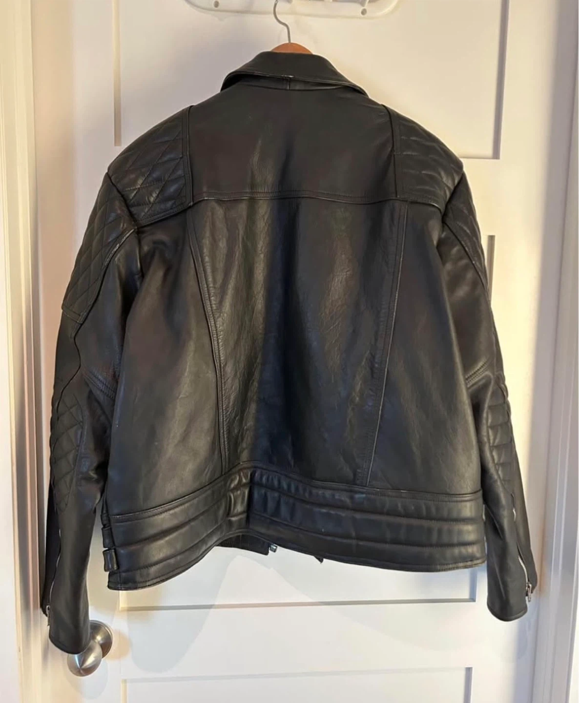 Black Leather Biker Jacket - photo 2