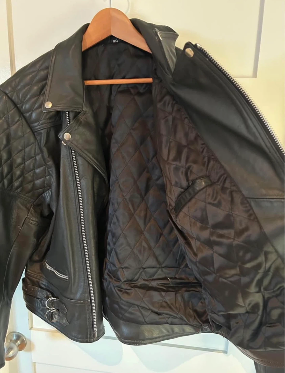 Black Leather Biker Jacket - photo 4