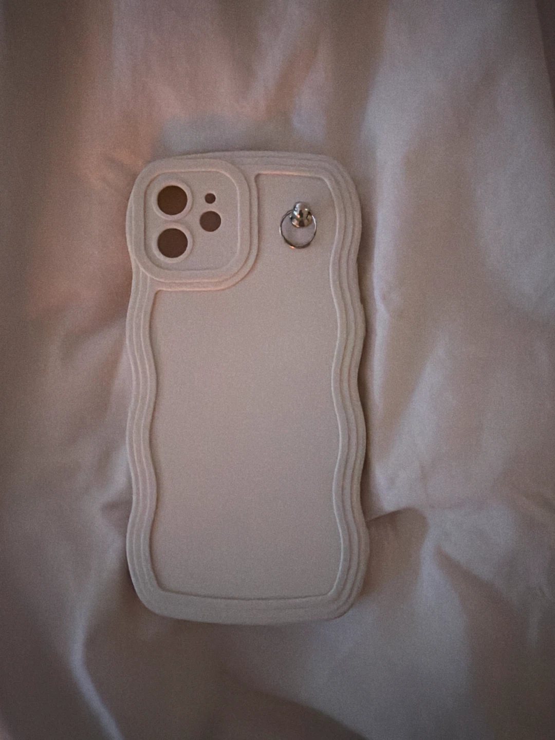 White Phone Case with Ring Charm