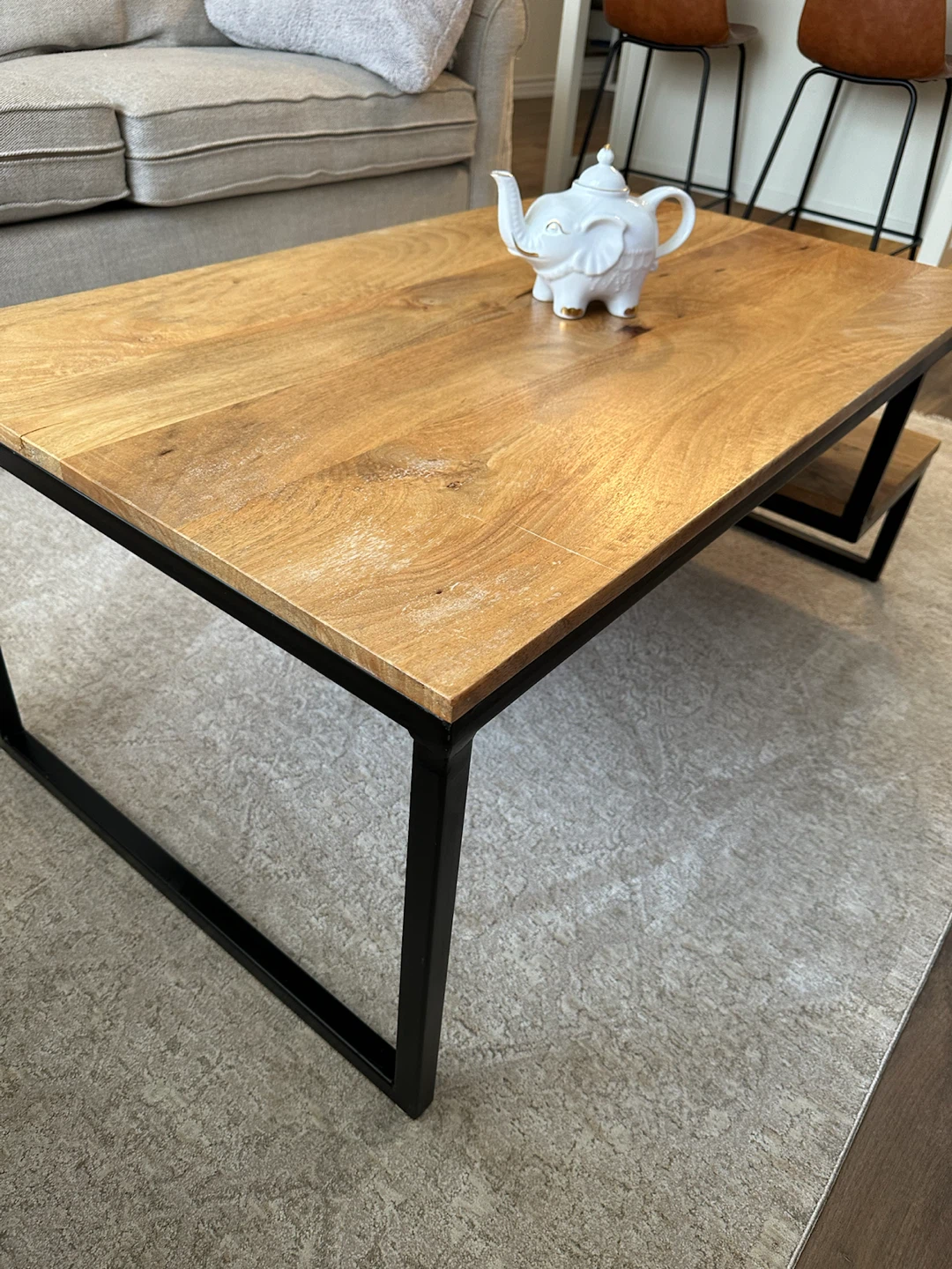 Wooden Coffee Table with Black Metal Frame - photo 2