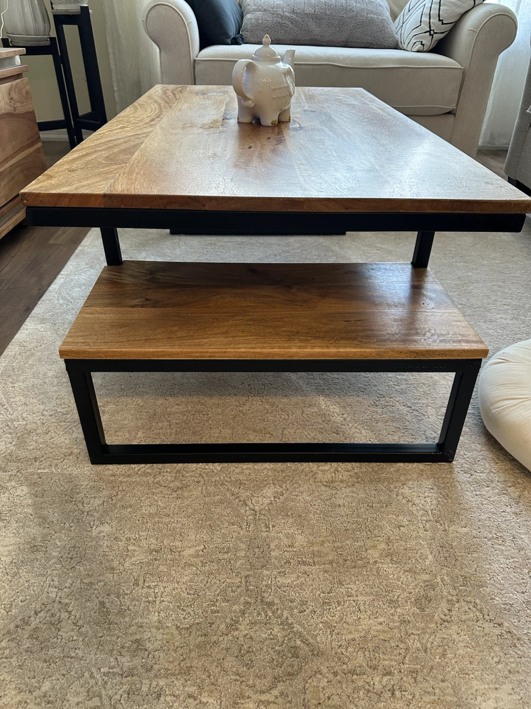 Wooden Coffee Table with Black Metal Frame - photo 3