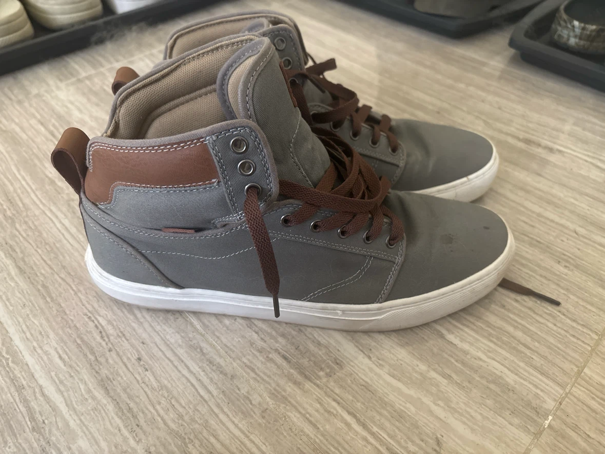 Vans Off The Wall High Top Sneakers Grey/Brown Size 11.5