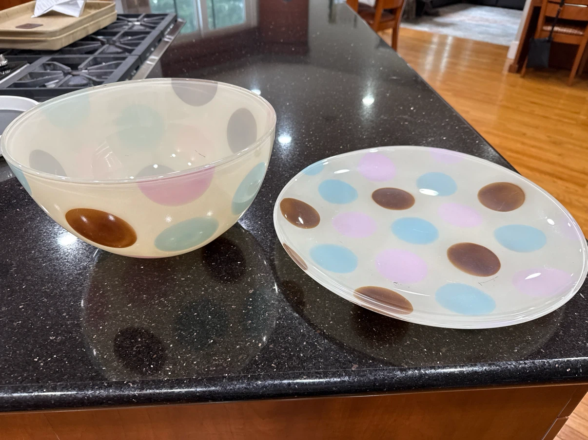 Glass Serving Bowl and Plate Set