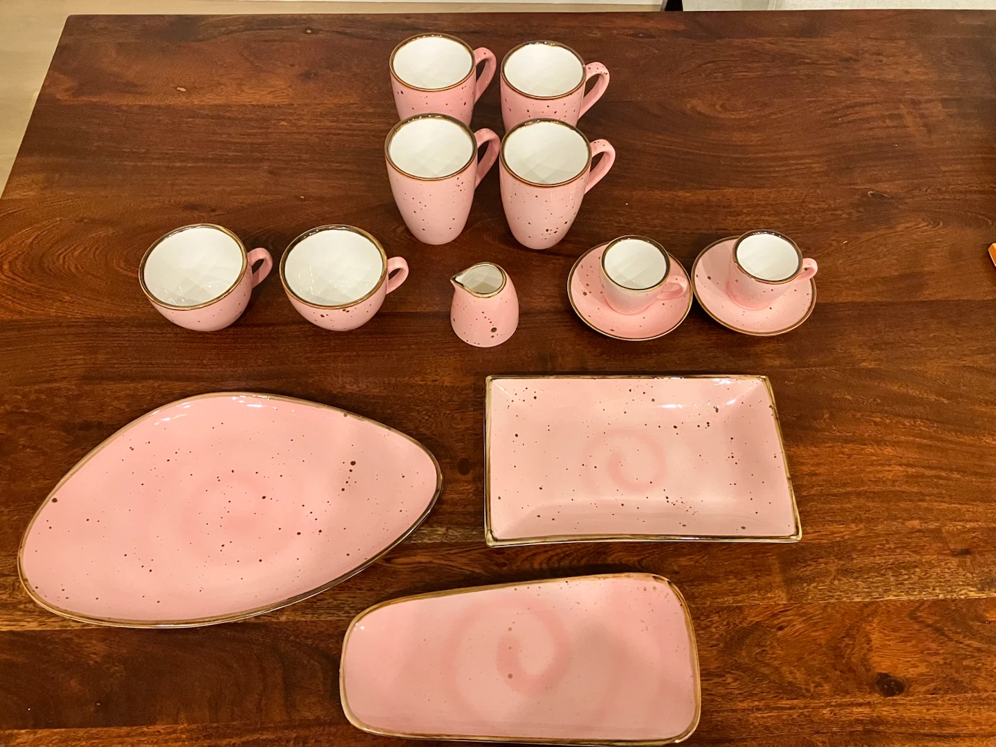 Pink Speckled Ceramic Coffee/Tea Mug Set - photo 2