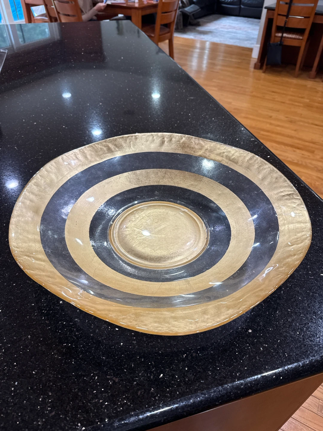 Decorative Bowl with Gold and Clear Stripes