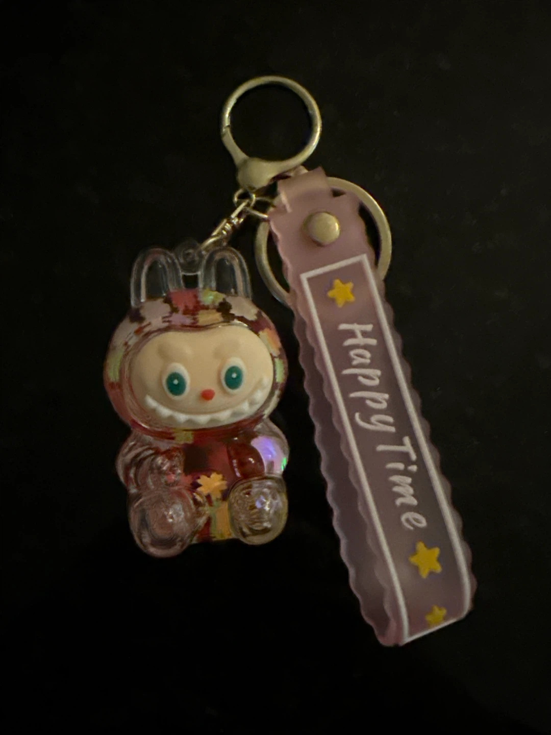 Cute Cartoon Keychain with 'Happy Time' Strap