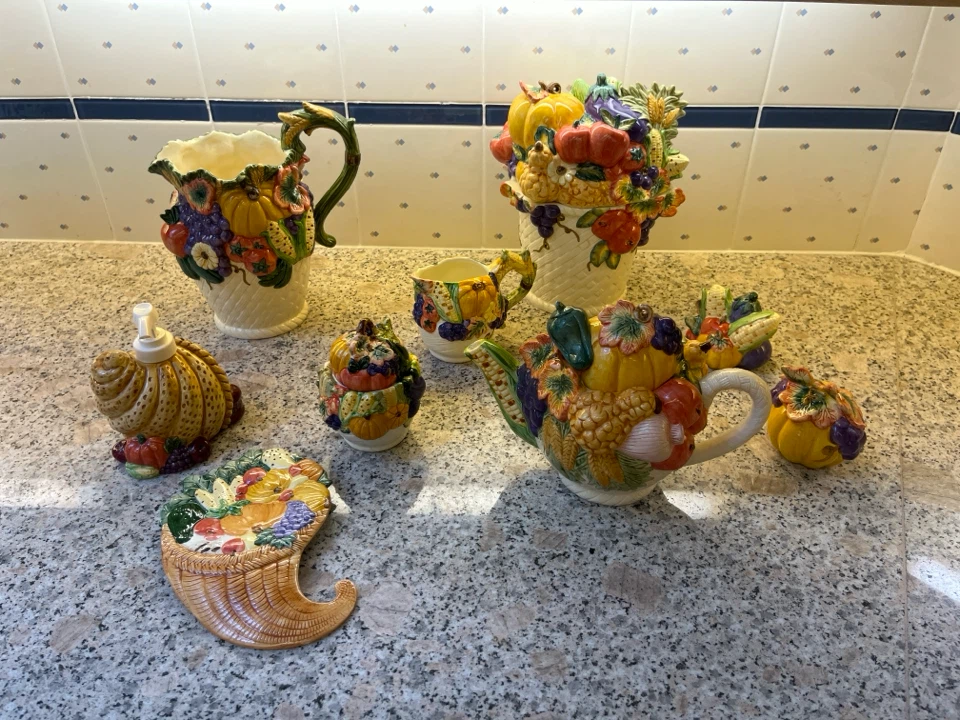 Harvest Fruit/Vegetable Themed Ceramic Kitchen Decor Set