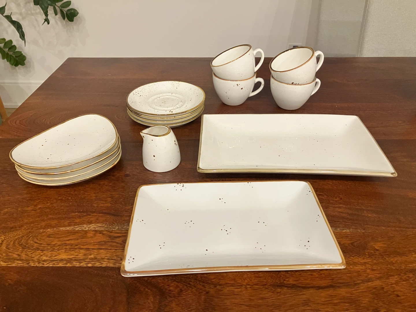 White Speckled Ceramic Coffee/Tea Set
