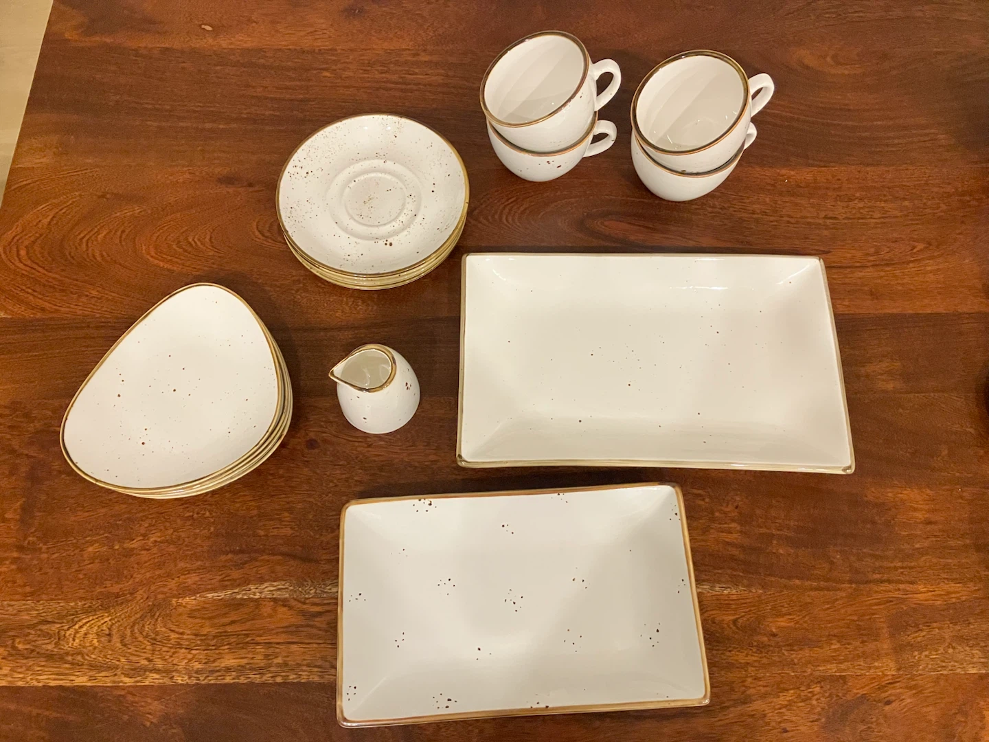 White Speckled Ceramic Coffee/Tea Set - photo 2