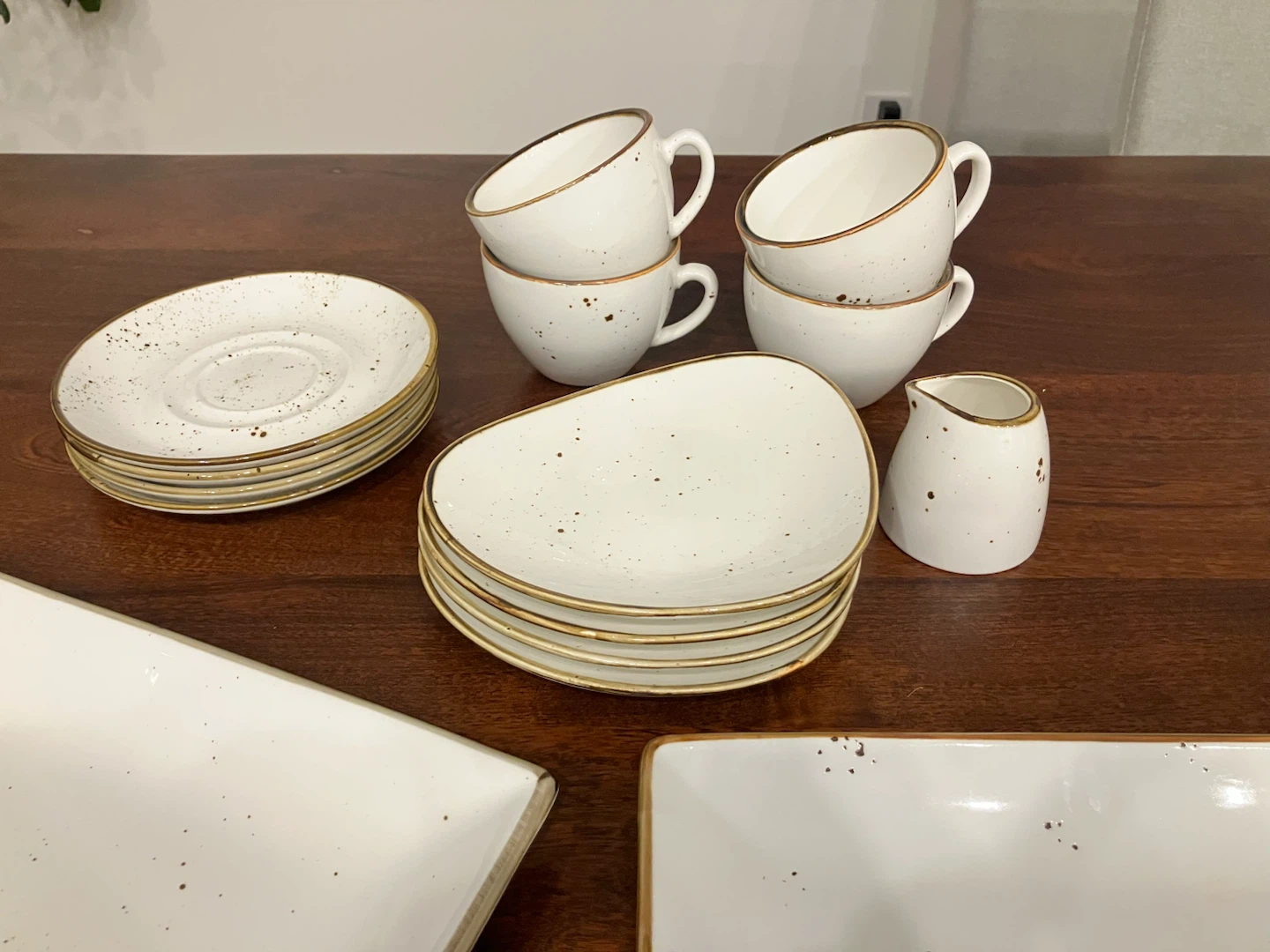 White Speckled Ceramic Coffee/Tea Set - photo 3
